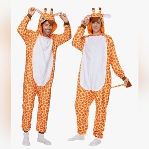 Spooktacular Creations Unisex Adult Giraffe Pajama Plush Jumpsuit Size S